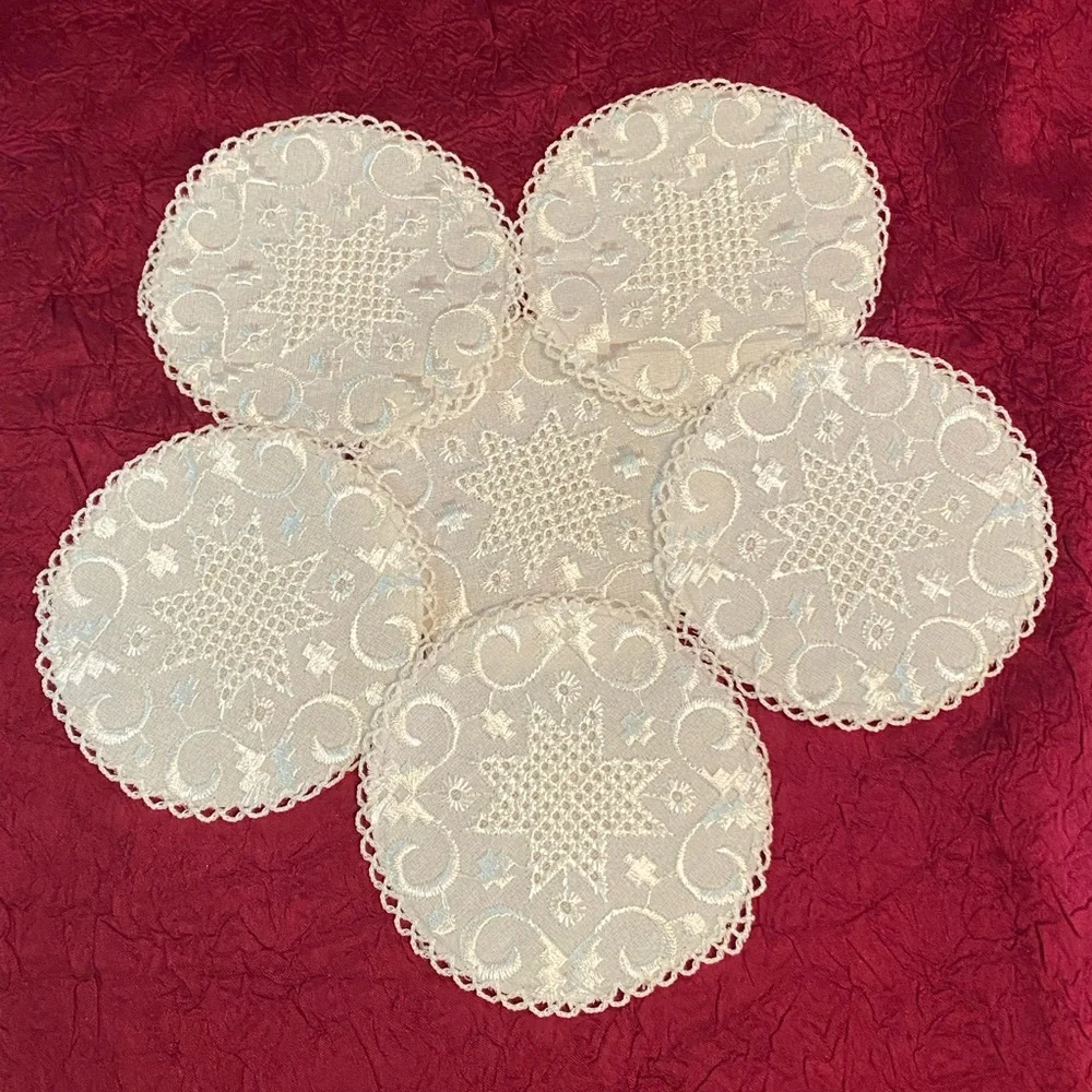 Beautiful Vintage Hand Embroidered Kalocsa Hungarian Coasters